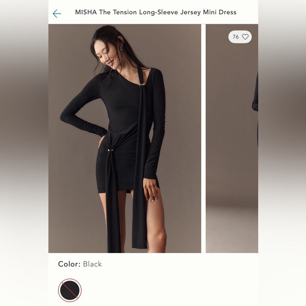 Misha Black Long-Sleeve Twist-Detail Dress